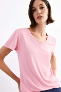 DeFacto V-neck Modal Short Sleeve T-Shirt - Image 5