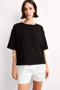 DeFacto Relax Fit Crew Neck Woven Short Sleeve Blouse