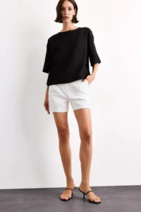DeFacto Relax Fit Crew Neck Woven Short Sleeve Blouse - Image 2