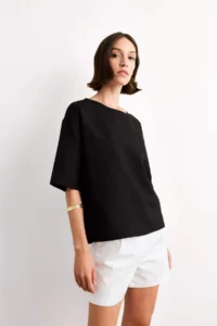 DeFacto Relax Fit Crew Neck Woven Short Sleeve Blouse - Image 3