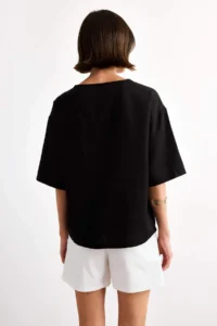 DeFacto Relax Fit Crew Neck Woven Short Sleeve Blouse - Image 5