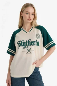 DeFacto Harry Potter Oversize Polo Neck Printed Short Sleeve T-Shirt