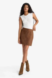 DeFacto A Cut Normal Waist Mini Suede Skirt - Image 2