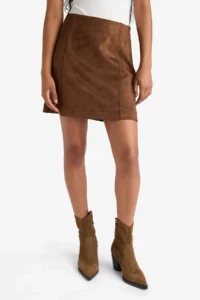 DeFacto A Cut Normal Waist Mini Suede Skirt - Image 5