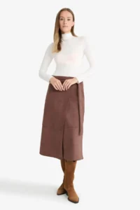 DeFacto Wrap Suede Midi Skirt - Image 2