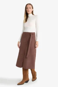 DeFacto Wrap Suede Midi Skirt - Image 3