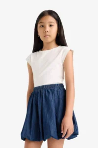 DeFacto Elastic Waist Balloon Jean Skirt Girl - Image 2
