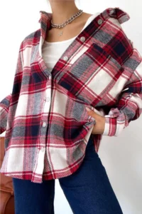 FEMELLE Women Button Detailed Single Pocket Lumberjack Shirt - Image 2