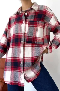FEMELLE Women Button Detailed Single Pocket Lumberjack Shirt - Image 3