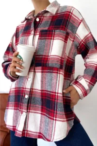 FEMELLE Women Button Detailed Single Pocket Lumberjack Shirt - Image 4