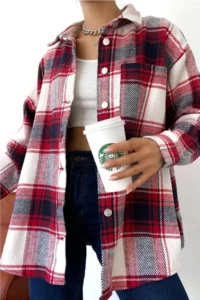 FEMELLE Women Button Detailed Single Pocket Lumberjack Shirt - Image 5