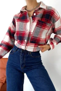 FEMELLE Women Button Detailed Single Pocket Lumberjack Shirt - Image 6
