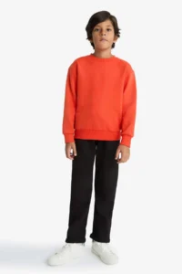 DeFacto Elastic Waist Straight Leg Pique Sweatpants Boy - Image 3