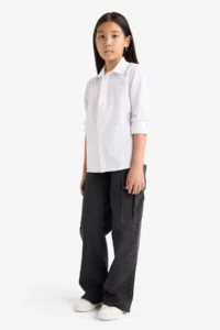 DeFacto Polo Collar Poplin Long Sleeve Shirt Boy - Image 2