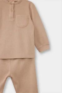 DeFacto Baby Boy Pajama Set Long Sleeve Waffle Top Long Bottom (25 WN) - Image 3