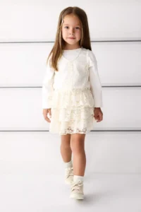 DeFacto V-Neck Buttoned Tulle Sleeveless Blouse for Baby Girl