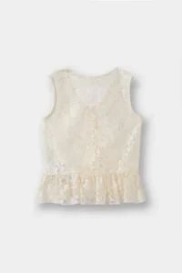 DeFacto V-Neck Buttoned Tulle Sleeveless Blouse for Baby Girl - Image 4