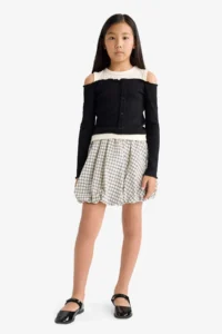 DeFacto Weaving Checkered Balloon Skirt Girls' - Image 2