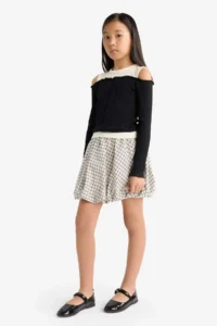 DeFacto Weaving Checkered Balloon Skirt Girls' - Image 3
