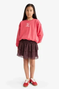 DeFacto Tulle Floral Patterned Skirt Girls' - Image 3