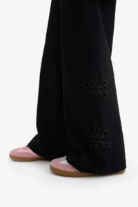DeFacto Wide Wide Leg Embroidery Black Girls' Trousers G1631A8/Bk81 - Image 7
