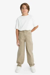 DeFacto Wide Leg Straight Leg Jean Trousers Boy - Image 4