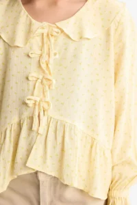 DeFacto Front Tie Patterned Long Sleeve Blouse Girls - Image 7