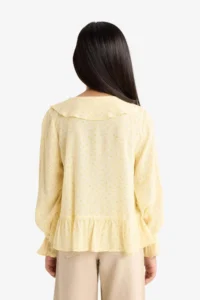 DeFacto Front Tie Patterned Long Sleeve Blouse Girls - Image 8