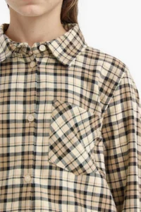 DeFacto Oxford Checked Long Sleeve Shirt Girls - Image 4