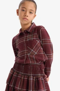 DeFacto Oxford Checked Long Sleeve Shirt Girls