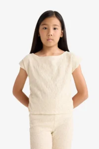 DeFacto 2 Piece Set Embroidery Short Sleeve T-Shirt Trousers Girls - Image 6