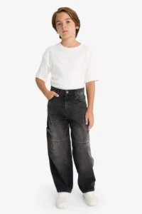 DeFacto Barrel Fit Straight Leg Jean Trousers Boy - Image 3