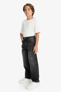 DeFacto Barrel Fit Straight Leg Jean Trousers Boy - Image 4
