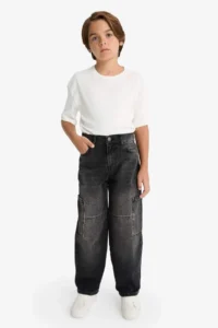 DeFacto Barrel Fit Straight Leg Jean Trousers Boy - Image 5