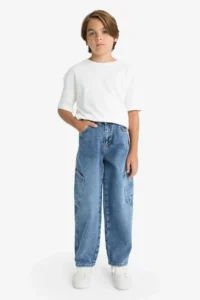 DeFacto Barrel Fit Straight Leg Jean Trousers Boy - Image 3