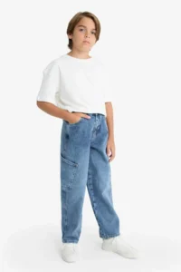 DeFacto Barrel Fit Straight Leg Jean Trousers Boy - Image 4