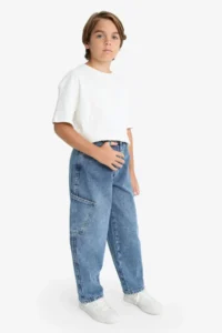 DeFacto Barrel Fit Straight Leg Jean Trousers Boy - Image 5