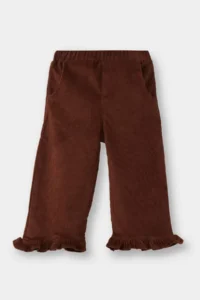 DeFacto Elastic Waist Wide Leg Straight Leg Velvet Trousers for Baby Girl
