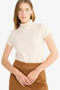 DeFacto Slim Fit Half Turtleneck Short Sleeve T-Shirt