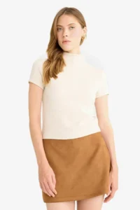 DeFacto Slim Fit Half Turtleneck Short Sleeve T-Shirt - Image 2