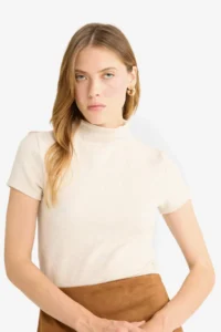 DeFacto Slim Fit Half Turtleneck Short Sleeve T-Shirt - Image 4
