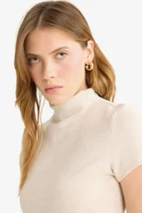 DeFacto Slim Fit Half Turtleneck Short Sleeve T-Shirt - Image 5