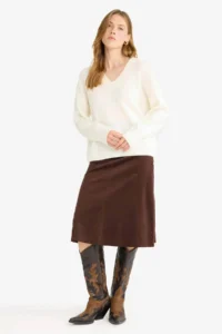 DeFacto Regular Fit Normal Waist Velvet Midi Skirt - Image 3