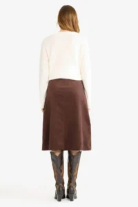 DeFacto Regular Fit Normal Waist Velvet Midi Skirt - Image 6