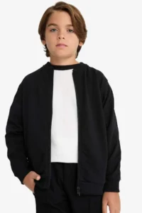 DeFacto College Collar Zippered Bomber Jacket Boy - Image 6