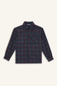 DeFacto Boy's Overshirt Fit Polo Neck Checkered Long Sleeve Shirt - Image 3