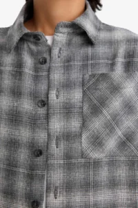 DeFacto Overshirt Fit Polo Collar Checked Flannel Long Sleeve Shirt Boy - Image 7