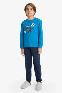 DeFacto Pajama Set Printed Long Sleeve Top Long Bottom Boy Child - Image 2