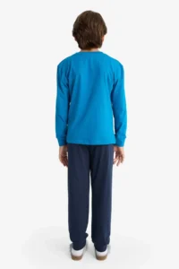 DeFacto Pajama Set Printed Long Sleeve Top Long Bottom Boy Child - Image 8