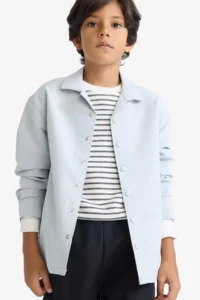 DeFacto Overshirt Fit Polo Collar Printed Long Sleeve Shirt Boy - Image 4